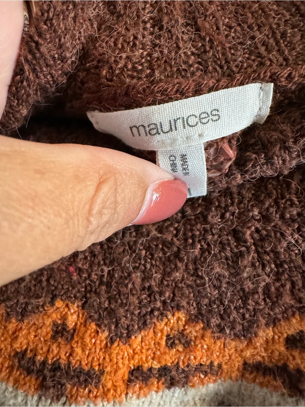 Maurices Brown Fair Isle Crewneck Sweater with Pumpkin Accents - Picture 5 of 5